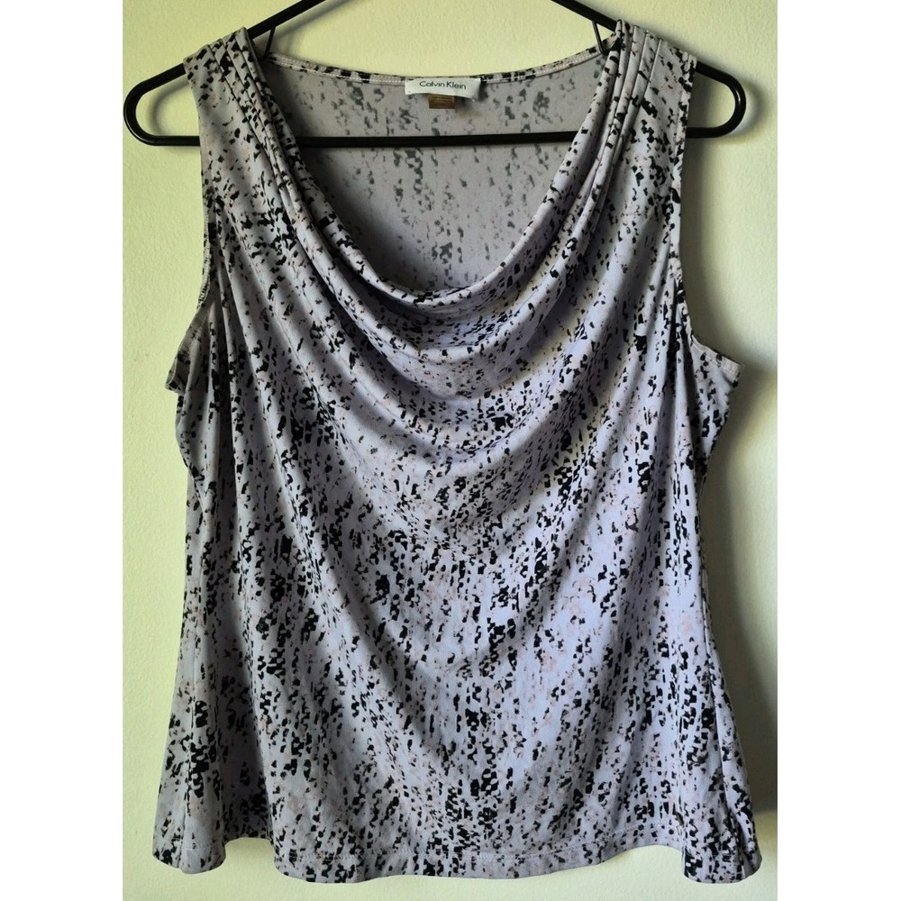 Calvin Klein Sleeveless Top Gray/Black/Pink Business Suit Size Large